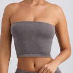 Bandeau Crop Top in Washed Charcoal - Image 4
