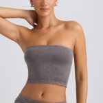Bandeau Crop Top in Washed Charcoal - Image 5