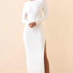 Modal Open-Back Long-Sleeve Maxi Dress in White - Image 6