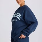 Oversized Crew-Neck Sweatshirt in Dark Navy - Image 3