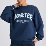 Oversized Crew-Neck Sweatshirt in Dark Navy - Image 6