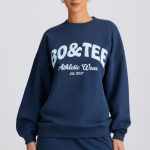 Oversized Crew-Neck Sweatshirt in Dark Navy - Image 7