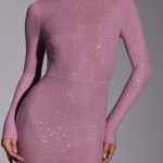 Embellished Long Sleeve Evening Gown in Light Pink - Image 11