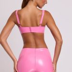 Vinyl Angled Waist Mini Shorts in Pink - Image 2