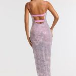 Embellished Square Neck Evening Gown in Lilac - Image 2