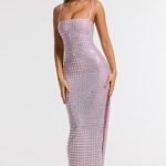 Embellished Square Neck Evening Gown in Lilac - Image 7