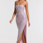 Embellished Square Neck Evening Gown in Lilac - Image 9