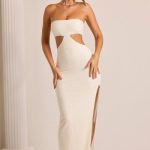 Embellished Cut Out Maxi Dress in White