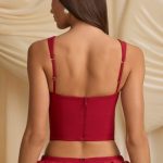 Cut-Out Bow-Detail Corset Top in True Red - Image 3