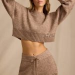 Cropped Knit Jumper in Brown Marl - Image 5