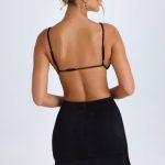 Ruffle-Trim Cut-Out Mini Dress in Black - Image 2