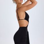Ruffle-Trim Cut-Out Mini Dress in Black - Image 3
