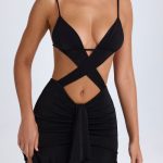 Ruffle-Trim Cut-Out Mini Dress in Black - Image 4