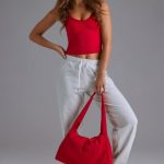 Drawstring Puffer Tote Bag in Cherry Red