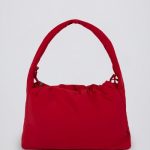 Drawstring Puffer Tote Bag in Cherry Red - Image 2