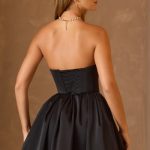 Cowl-Neck Corset Mini Dress in Black - Image 3