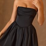Cowl-Neck Corset Mini Dress in Black - Image 5