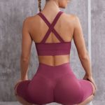 Plunge Neck Sports Bra in Dark Rose