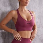 Plunge Neck Sports Bra in Dark Rose - Image 3