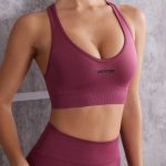 Plunge Neck Sports Bra in Dark Rose - Image 5