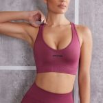Plunge Neck Sports Bra in Dark Rose - Image 6