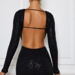 Embellished Cut-Out Mini Dress in Black - Image 2