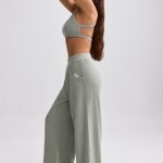 Terry Towelling Wide-Leg Joggers in Sage Grey - Image 3