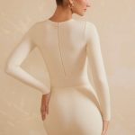 Low Rise Bodycon Mini Skirt in Ivory - Image 2