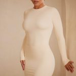 Low Rise Bodycon Mini Skirt in Ivory - Image 9