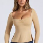 Modal Sweetheart-Neck Top in Sand - Image 4
