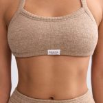 Terry Towelling Scoop-Neck Bralette in Mocha Brown - Image 4