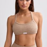 Terry Towelling Scoop-Neck Bralette in Mocha Brown - Image 5