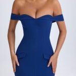Off-Shoulder Midaxi Dress in True Navy - Image 5