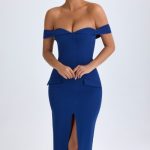 Off-Shoulder Midaxi Dress in True Navy - Image 6