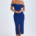 Off-Shoulder Midaxi Dress in True Navy - Image 7