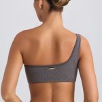 One-Shoulder Sports Bra in Washed Charcoal - Image 2