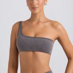 One-Shoulder Sports Bra in Washed Charcoal - Image 6