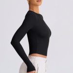 Ribbed Modal Long-Sleeve Top in Black - Image 3