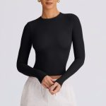 Ribbed Modal Long-Sleeve Top in Black - Image 5