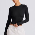 Ribbed Modal Long-Sleeve Top in Black - Image 6