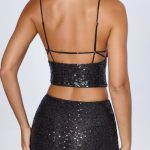 Embellished Open-Back Top in Black - Image 2