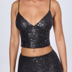 Embellished Open-Back Top in Black - Image 5