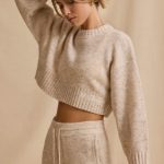 Cropped Knit Jumper in Cream Marl