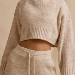 Cropped Knit Jumper in Cream Marl - Image 4