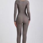 Ribbed Modal Long Sleeve Jumpsuit in Grey - Image 2