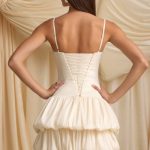 Layered Bubble Hem Corset Mini Dress in Ivory - Image 6