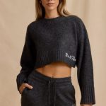 Cropped Knit Jumper in Charcoal Marl