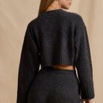 Cropped Knit Jumper in Charcoal Marl - Image 2