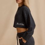Cropped Knit Jumper in Charcoal Marl - Image 3