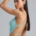 Embellished Cowl-Neck Crop Top in Ice Blue - Image 3